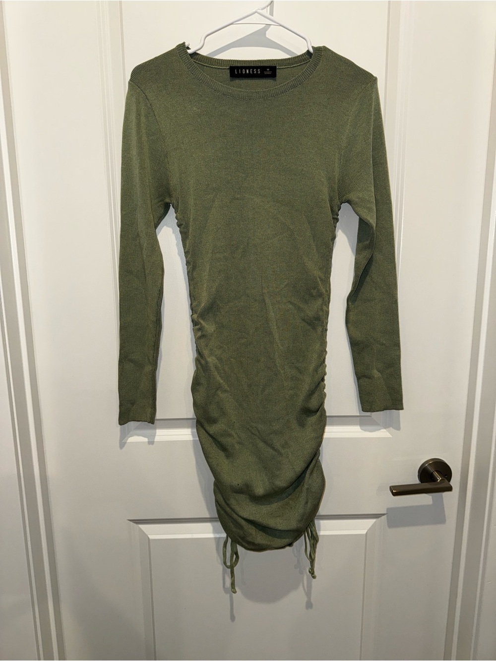 Lioness Green Ruched Long Sleeve Dress